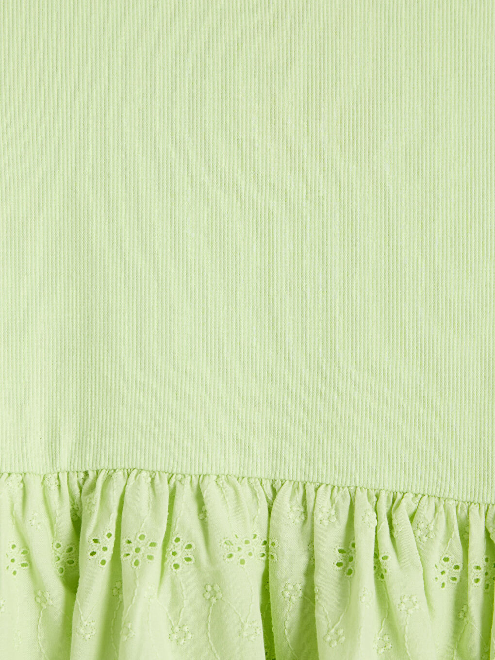 Yeşil Bisiklet Yaka Fisto Detaylı Kız Çocuk Elbise-2