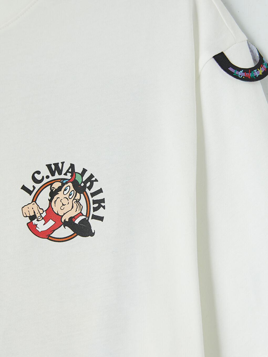 Ekru Nostaljik Maymun Baskılı Erkek Tişört-2