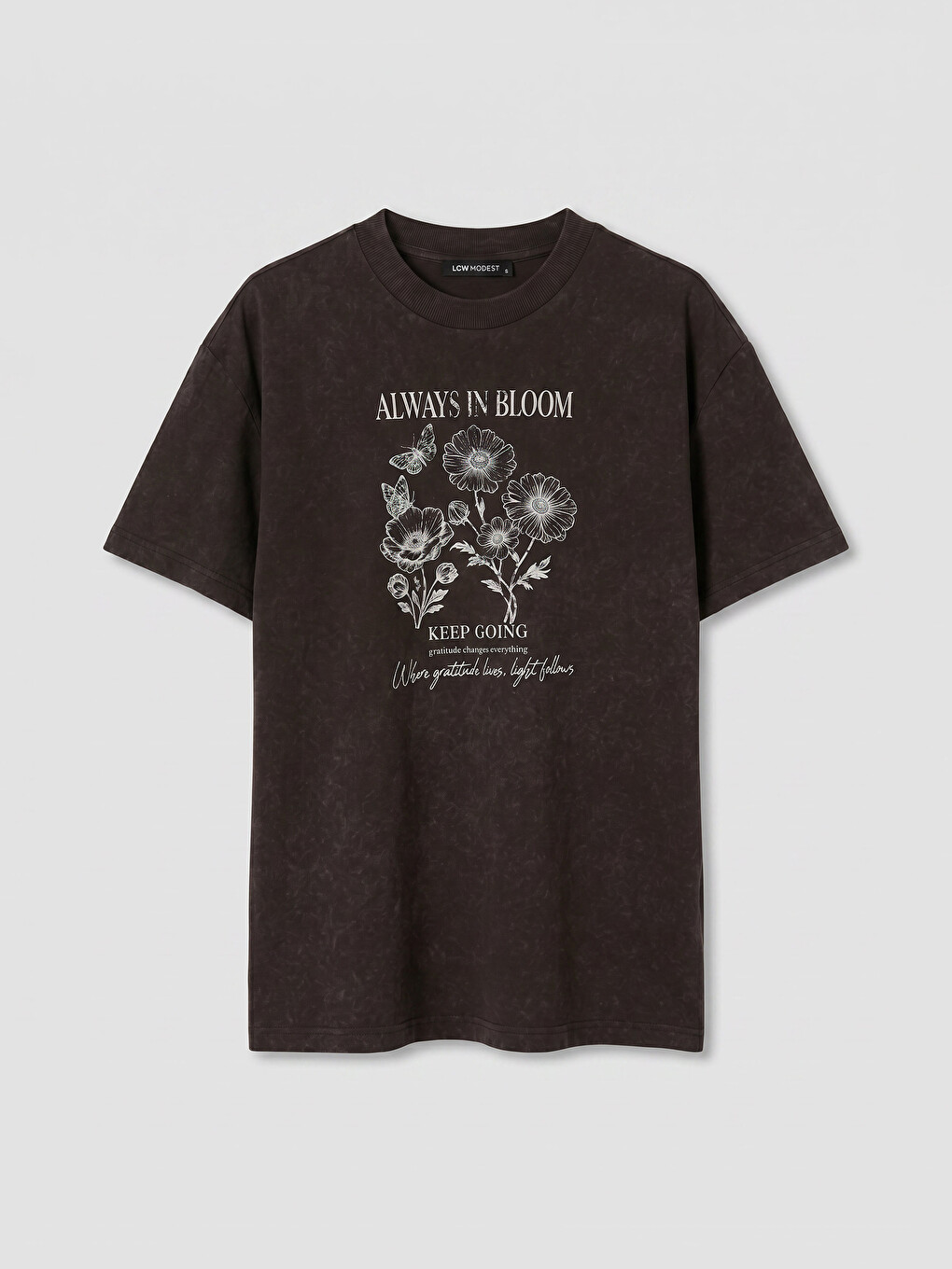Tricou imprimat cu guler rotund pentru femei-4