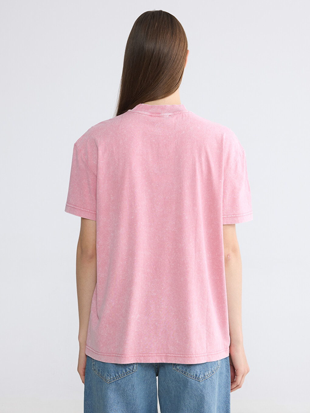 Tricou imprimat cu guler rotund pentru femei-3