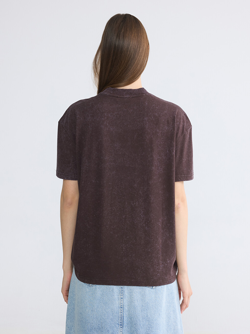 Tricou imprimat cu guler rotund pentru femei-3