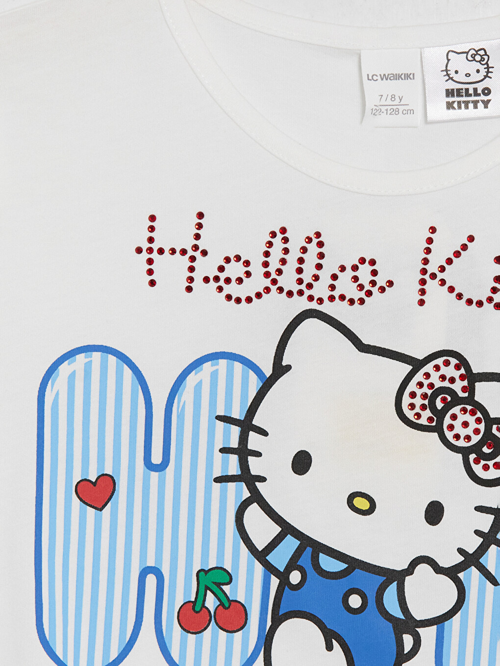 Beyaz Hello Kitty Baskılı Taşlı Kız Çocuk Takım-5