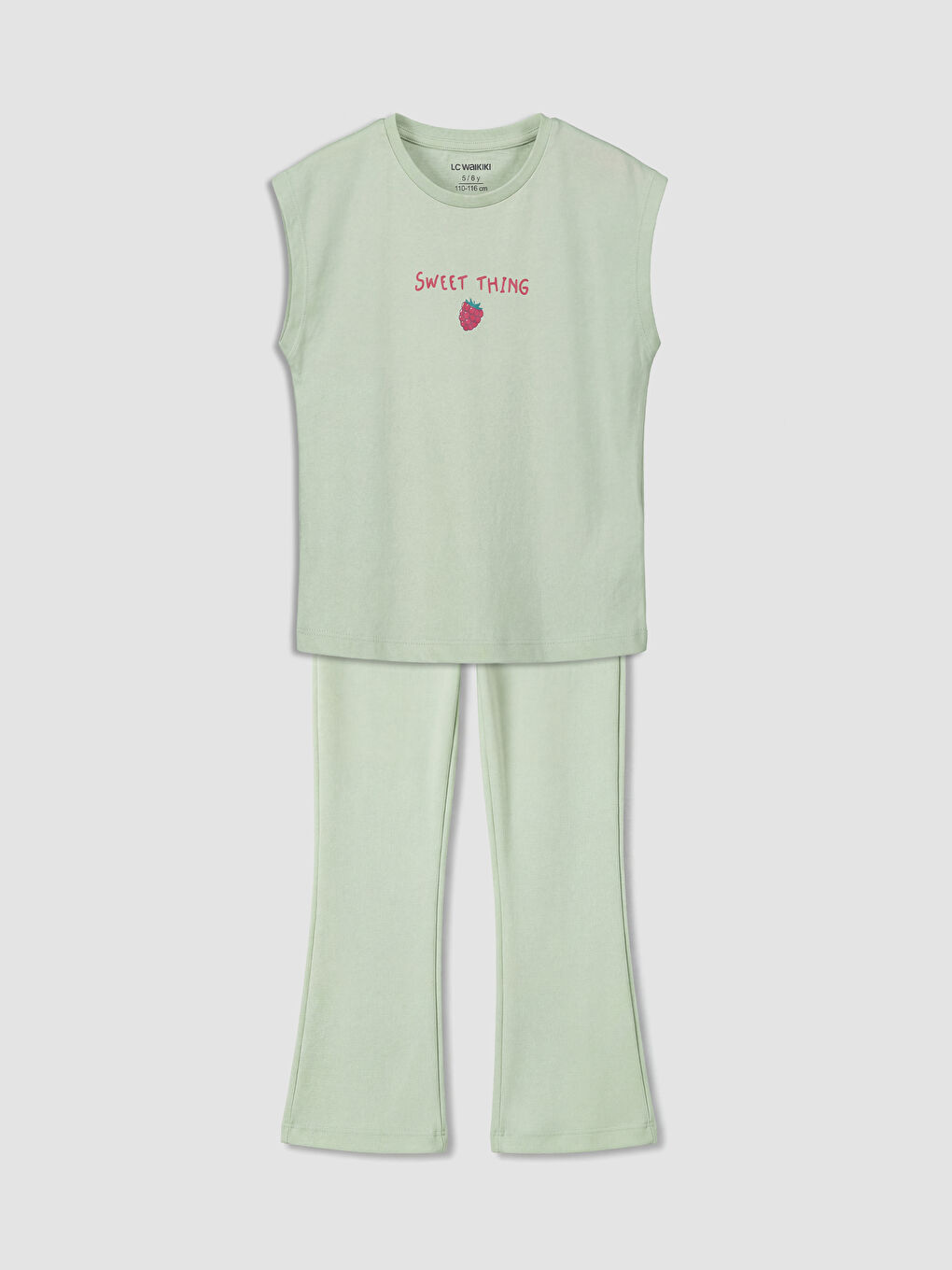 Yeşil Çilek Baskılı Kız Çocuk Takım