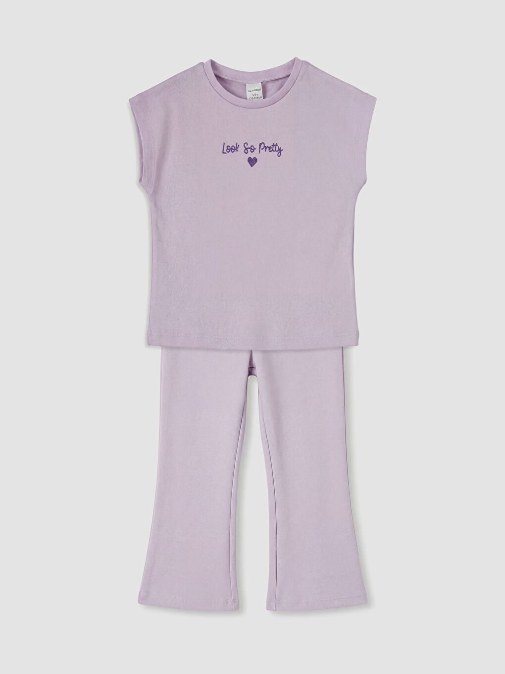 Lila Nakışlı Kız Çocuk Takım