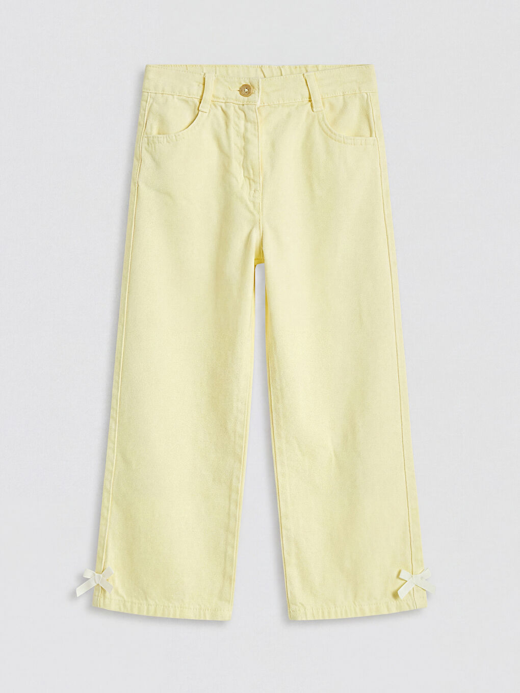 Sarı Regular Fit Kız Çocuk Gabardin Pantolon