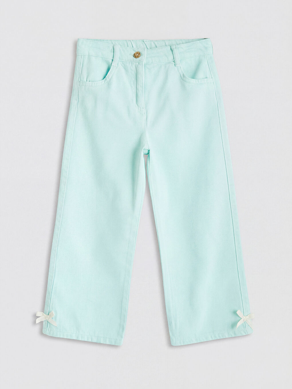 Turkuaz Regular Fit Kız Çocuk Gabardin Pantolon