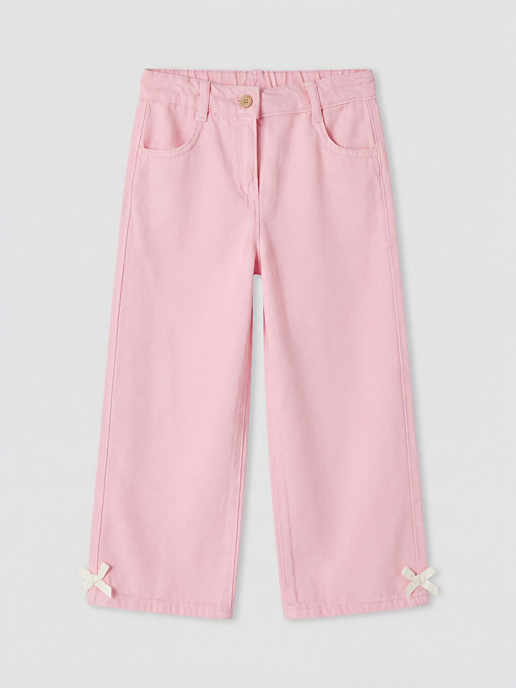 Pembe Regular Fit Kız Çocuk Gabardin Pantolon