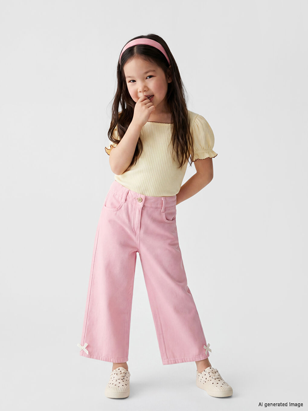 Regular Fit Girls' Gabardine Trousers