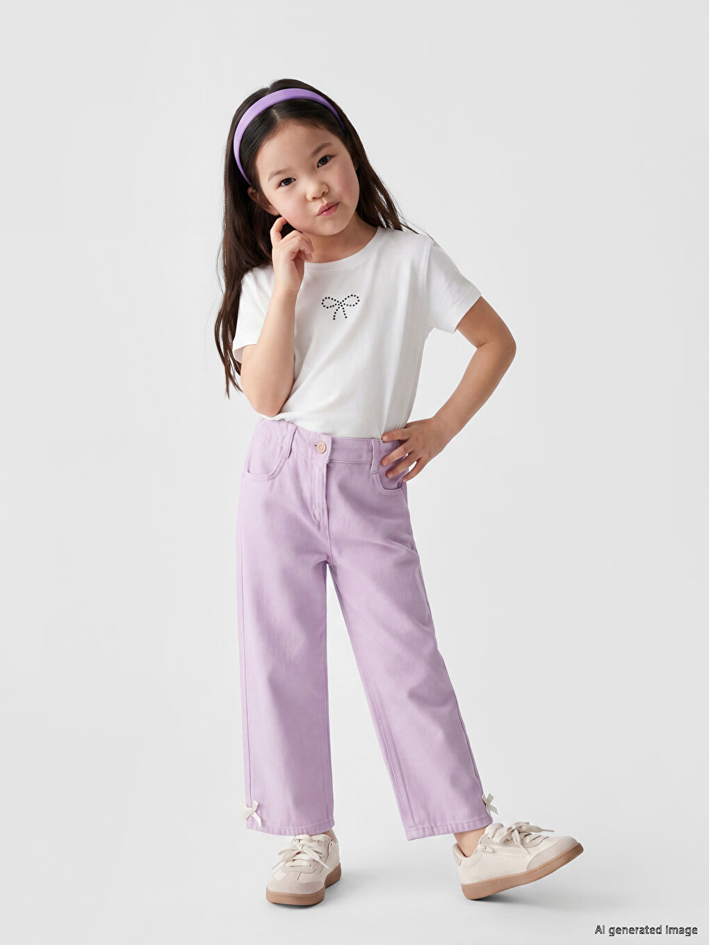 Regular Fit Girls' Gabardine Trousers