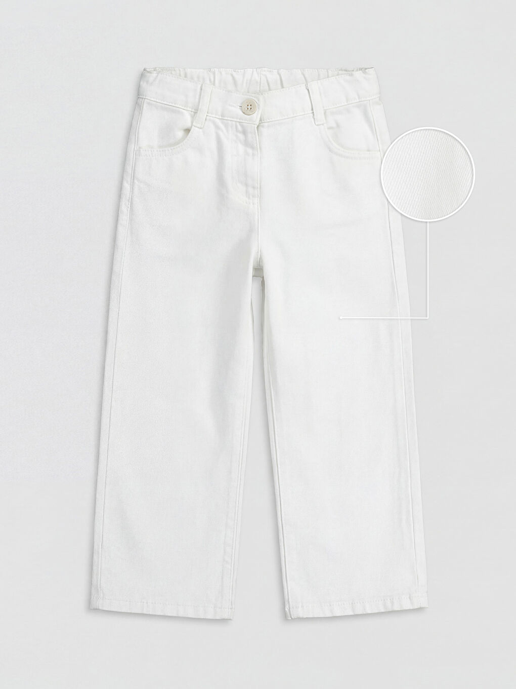 Beyaz Wideleg Kız Çocuk Gabardin Pantolon