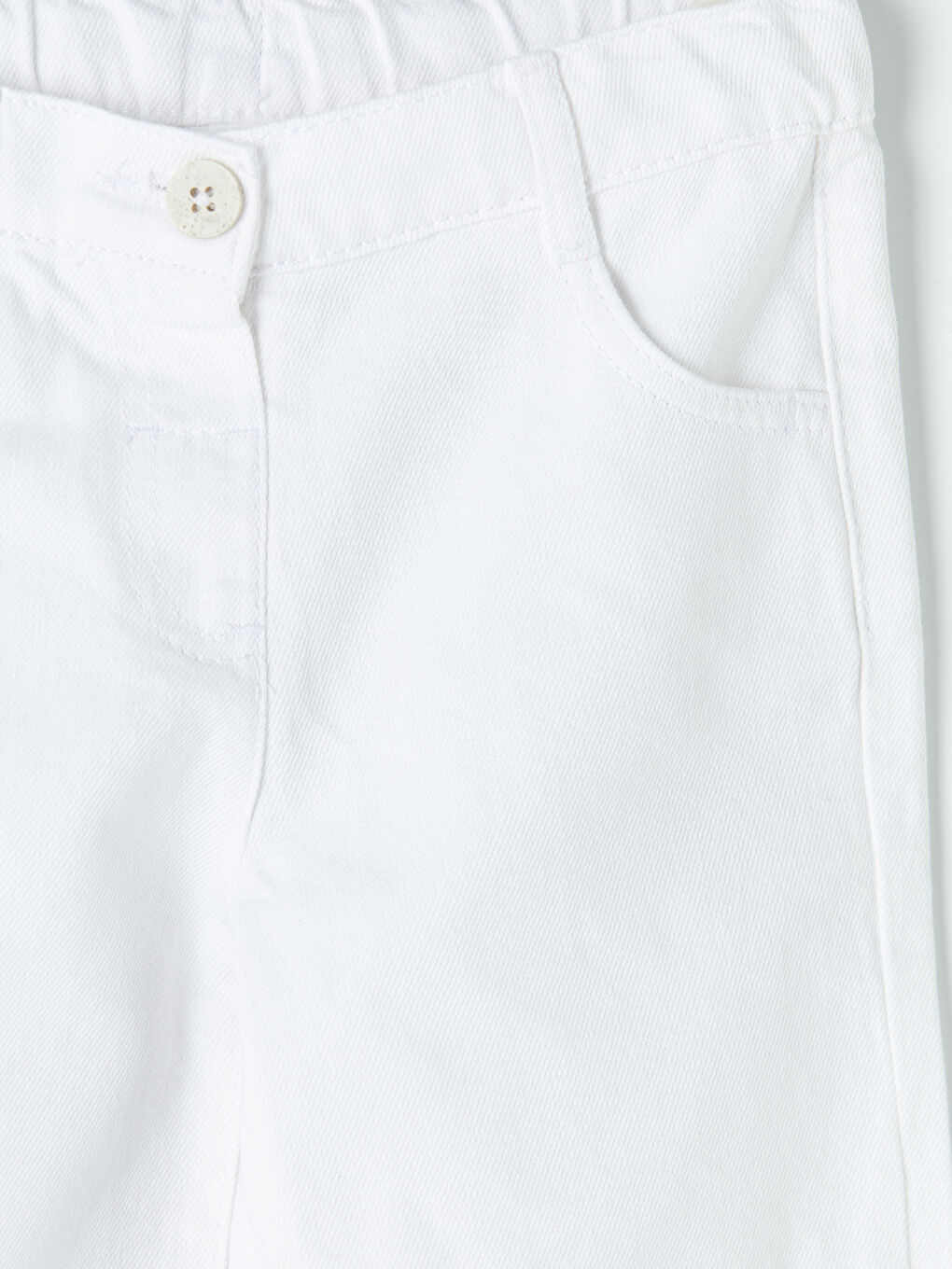 Beyaz Wideleg Kız Çocuk Gabardin Pantolon-2
