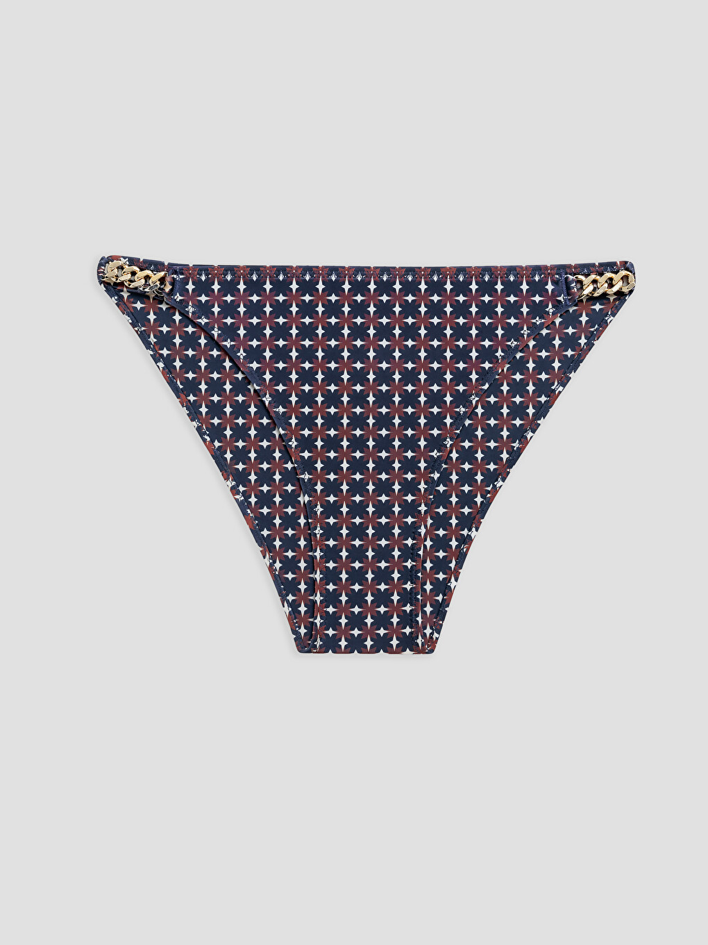 Lacivert Desenli Kadın Zincir Detaylı Bikini Altı