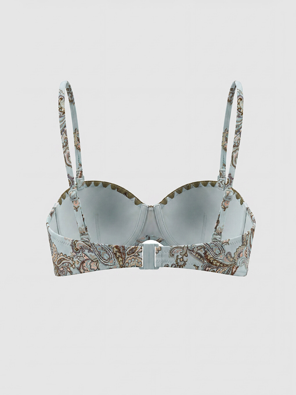 Turkuaz Çıkarılabilir Pedli Desenli Kadın Bikini Üst-1