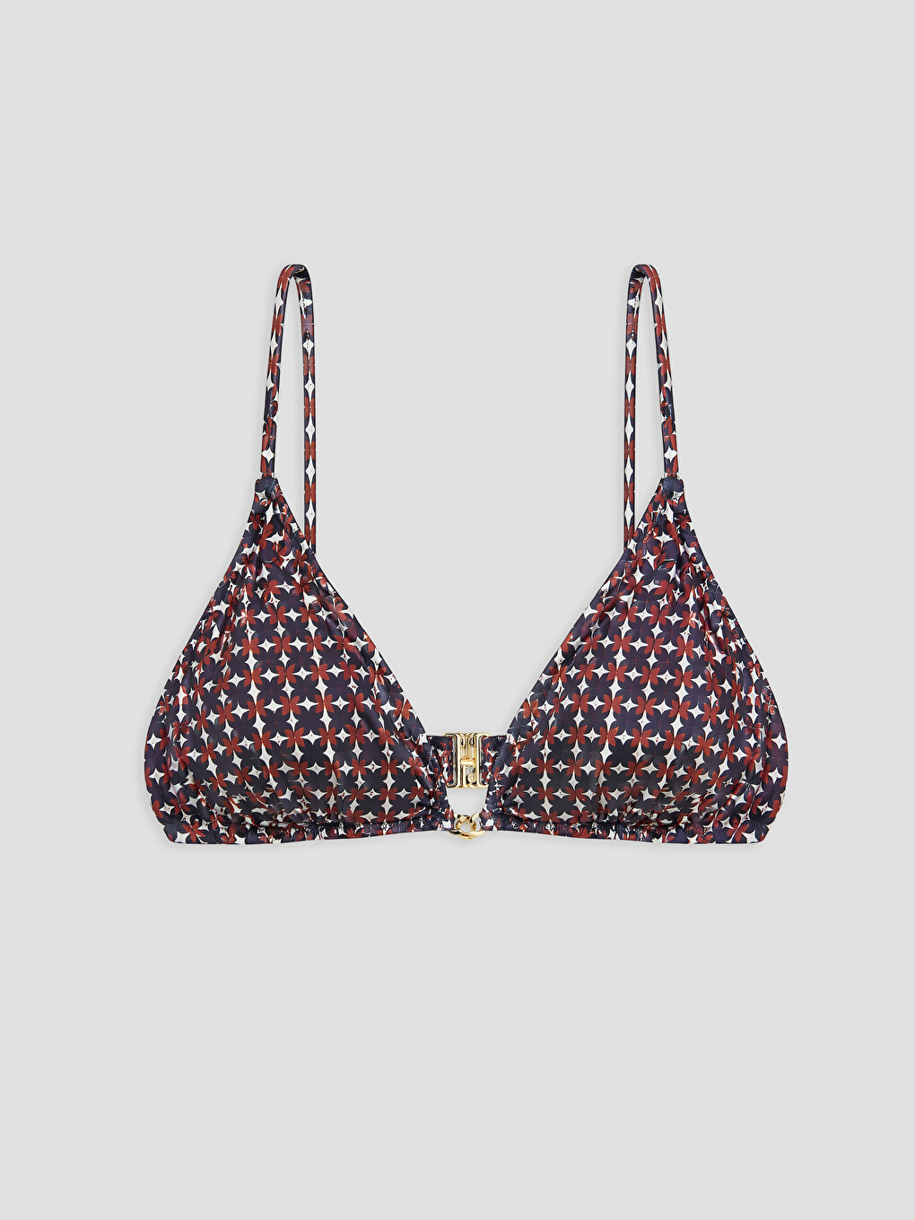 Lacivert Desenli Kadın Çıkarılabilir Pedli Bikini Üstü