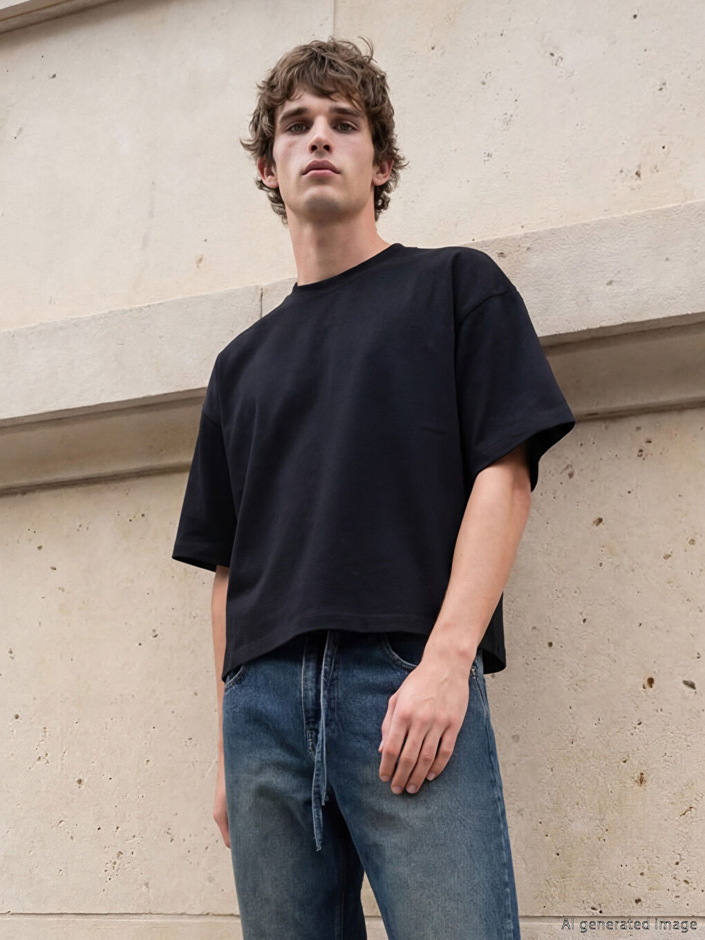 Siyah Bisiklet Yaka Erkek Tişört