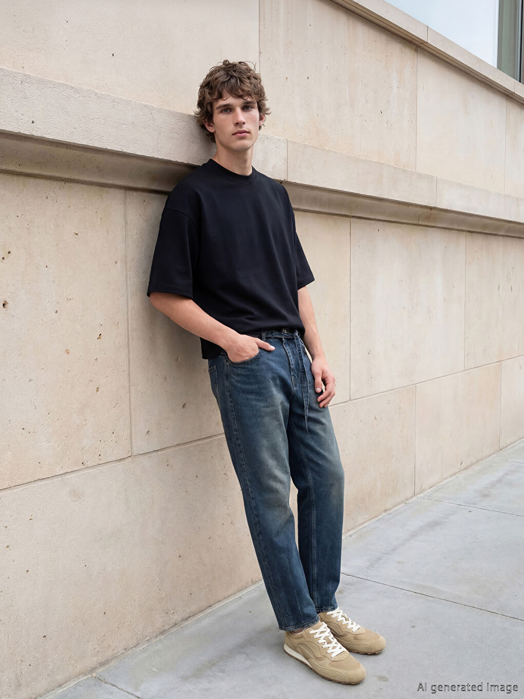 Siyah Bisiklet Yaka Erkek Tişört-1