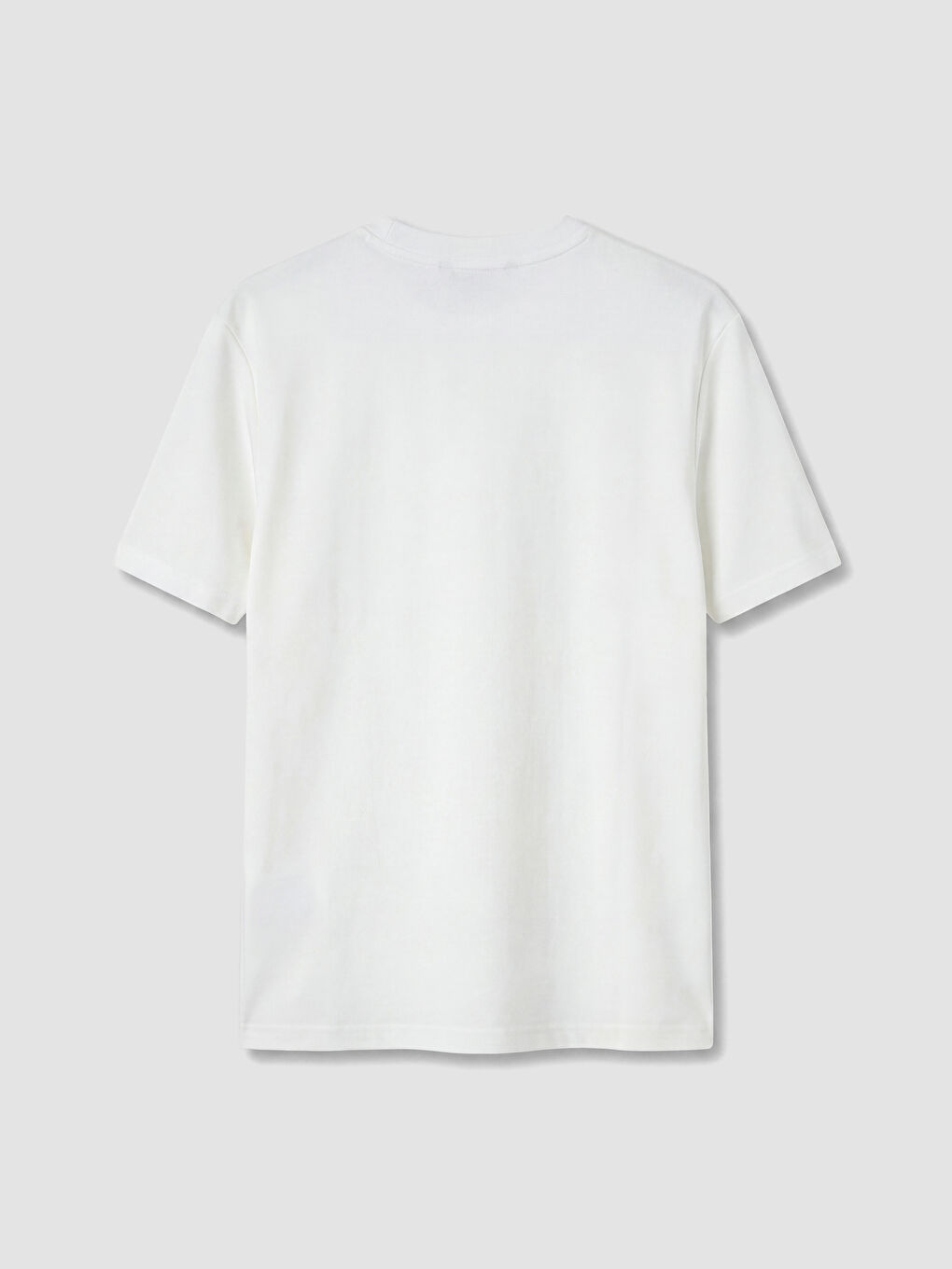 Beyaz Relaxed Fit Kabartma Baskılı Erkek Tişört-2