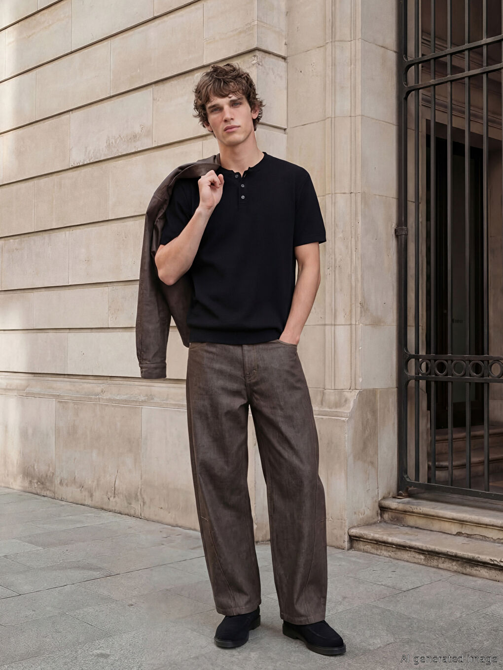 Kahverengi Standart Kalıp Erkek Pantolon