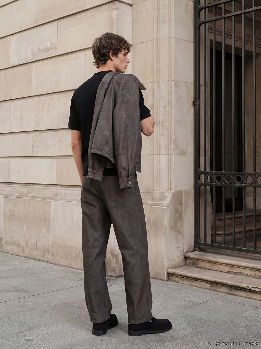 Kahverengi Standart Kalıp Erkek Pantolon-1