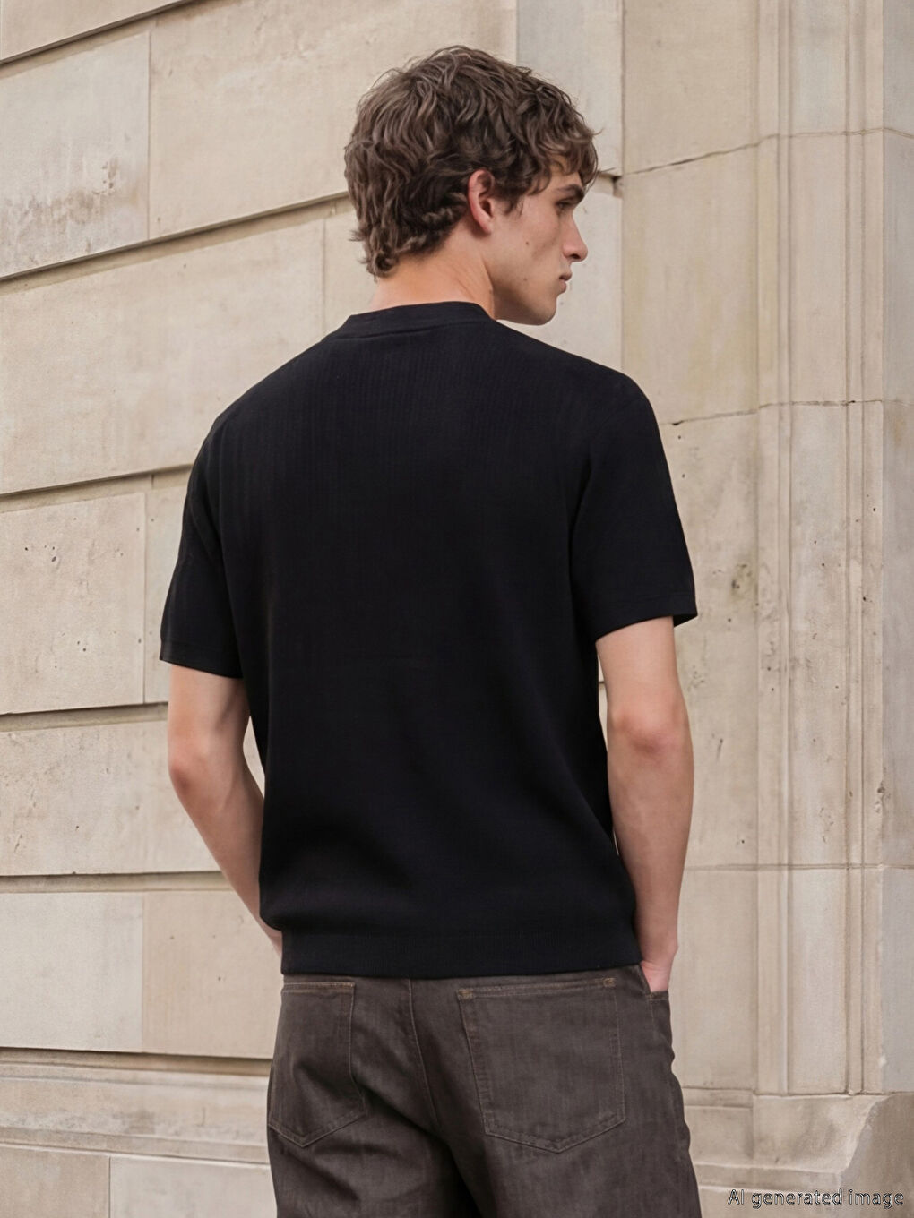 Siyah Hakim Yaka Erkek Tişört-1
