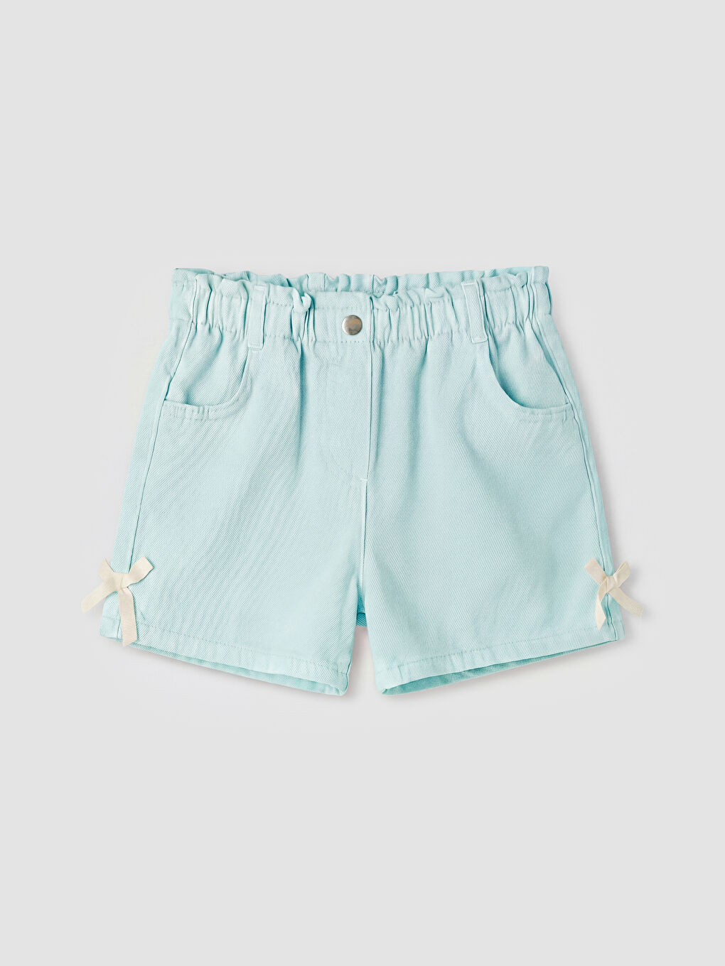 Turkuaz Fiyonk Detaylı Kız Çocuk Şort Etek