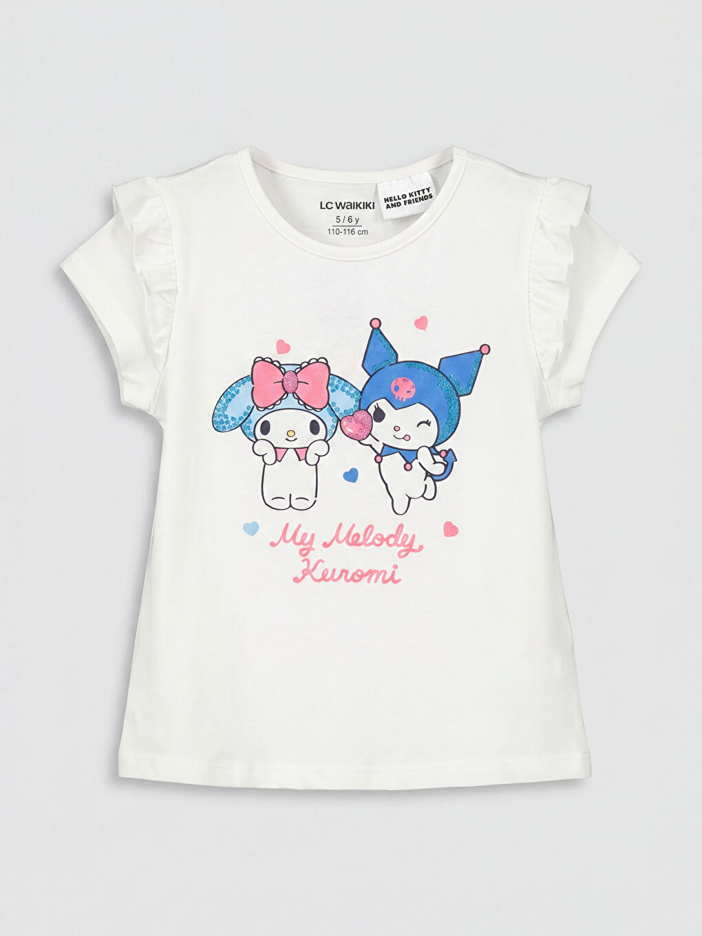 Beyaz Hello Kitty ve Kuromi Baskılı Kız Çocuk Takım-1