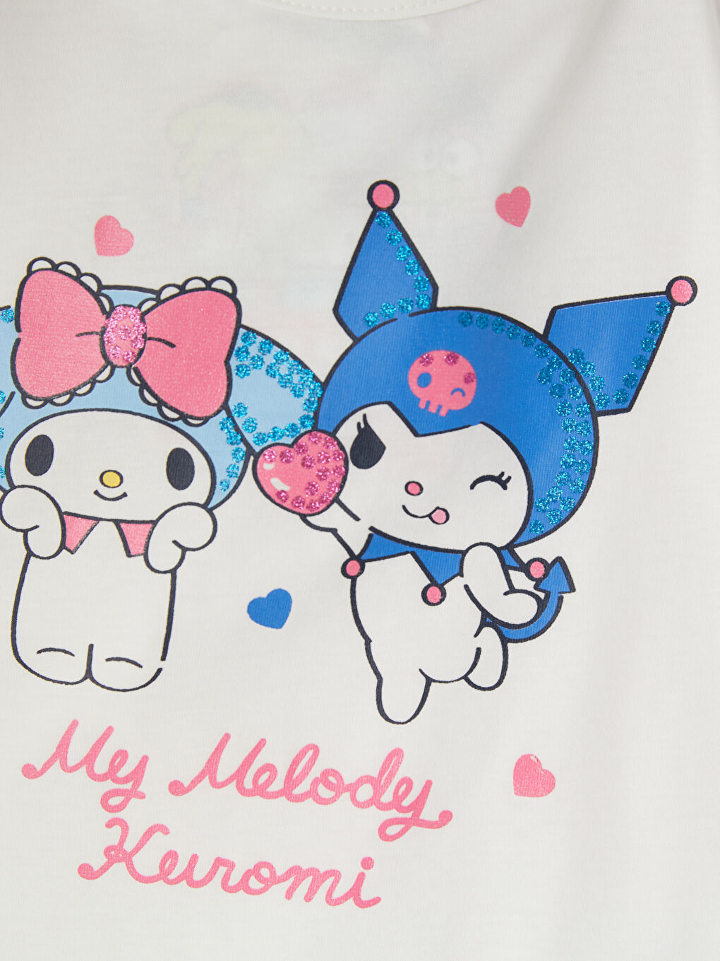 Beyaz Hello Kitty ve Kuromi Baskılı Kız Çocuk Takım-3