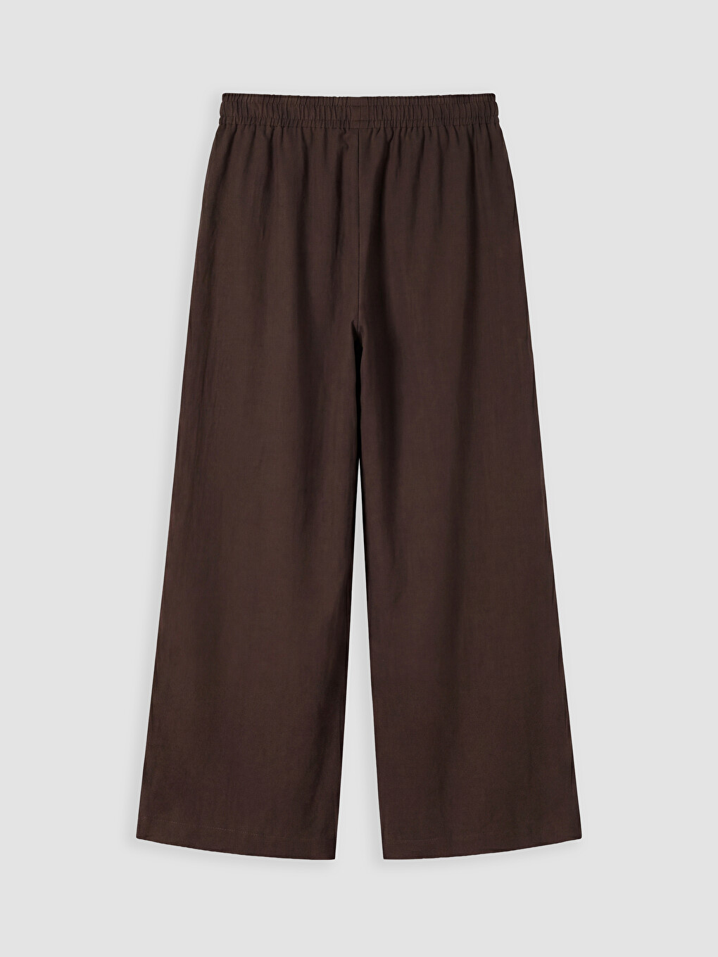 Kahverengi Beli Lastikli Geniş Paça Kadın Pantolon-2