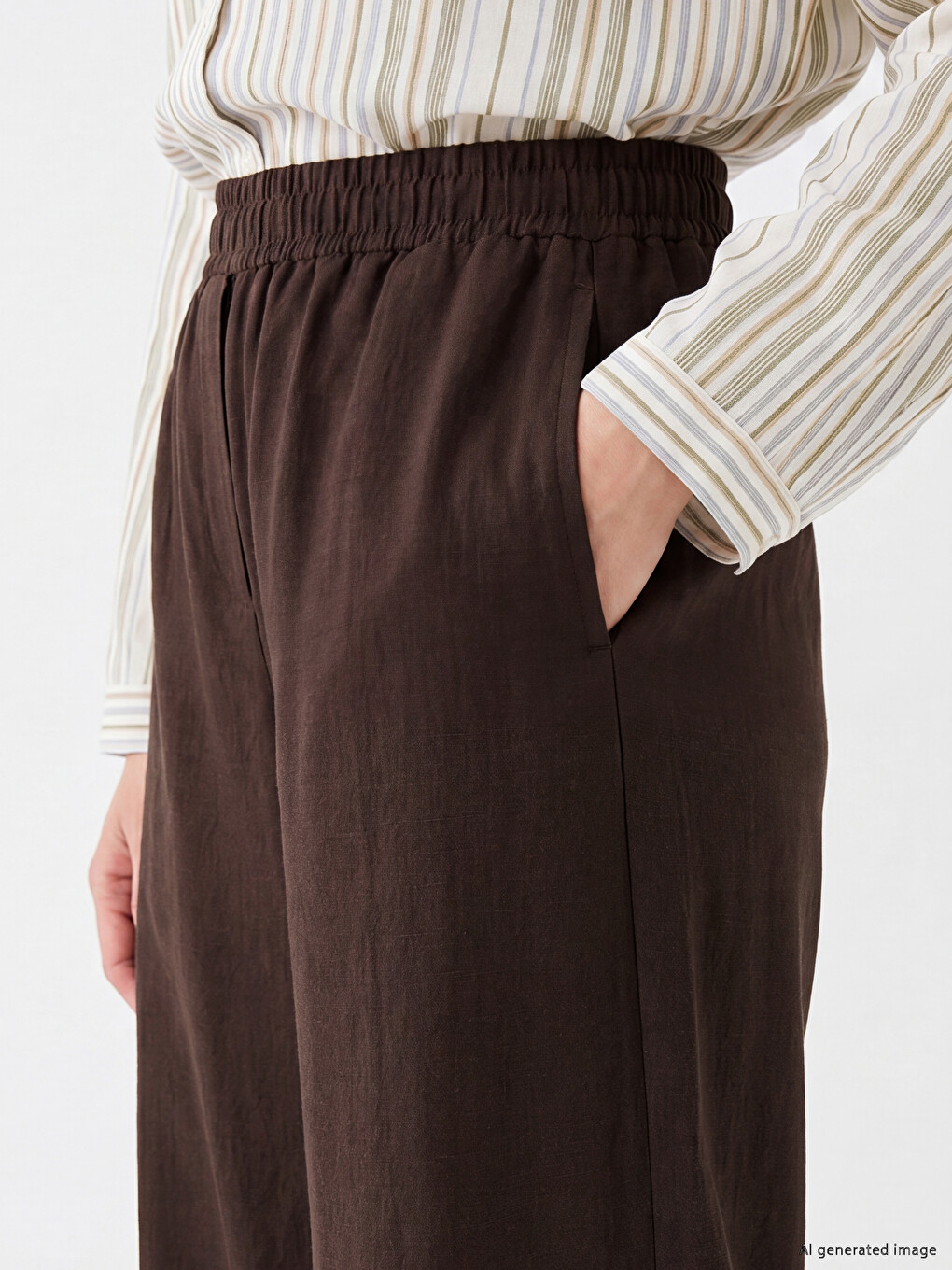 Elastic Waist Wide Leg Women's Trousers-2