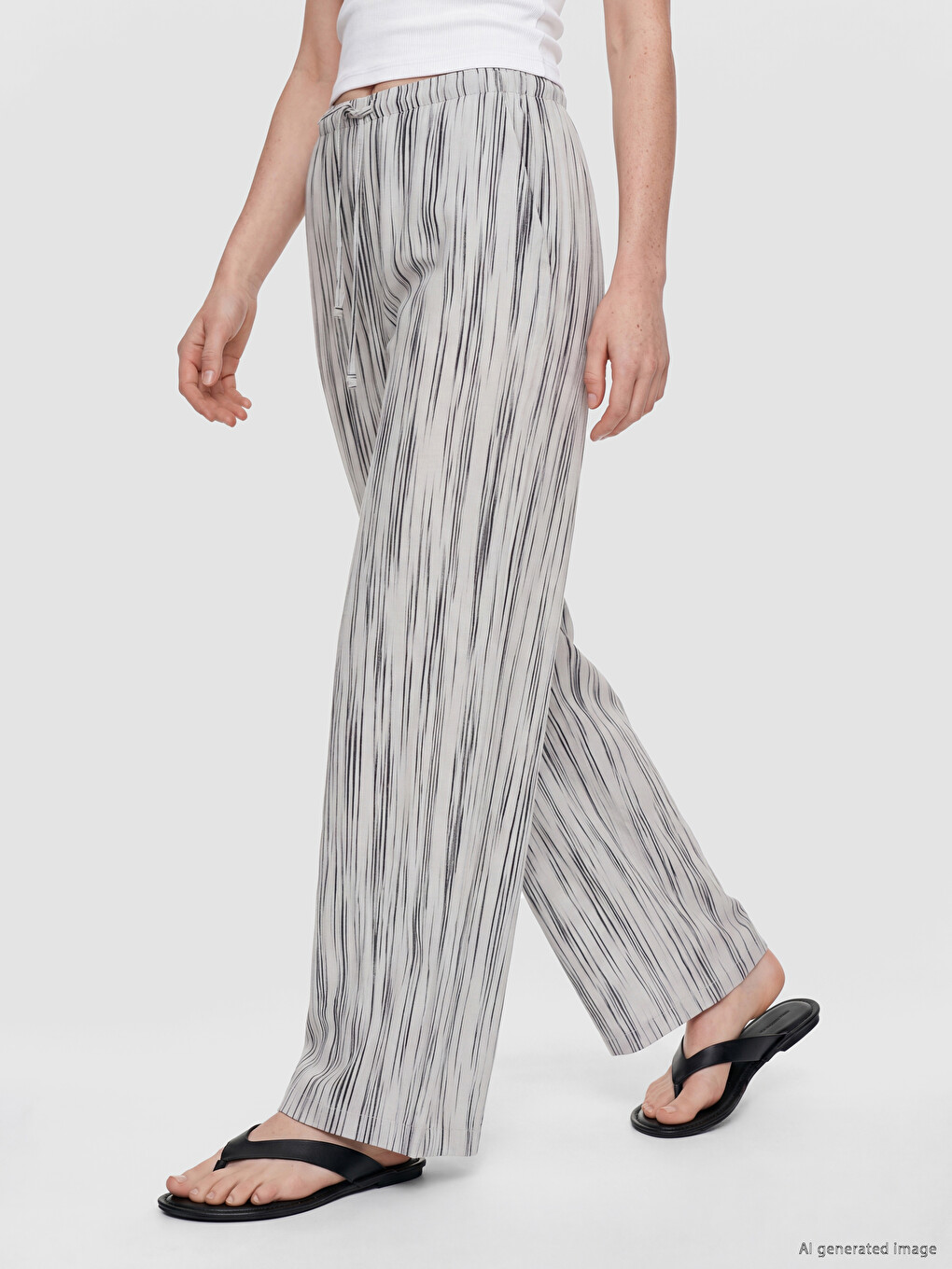 Elastic Waist Striped Women's Trousers-1