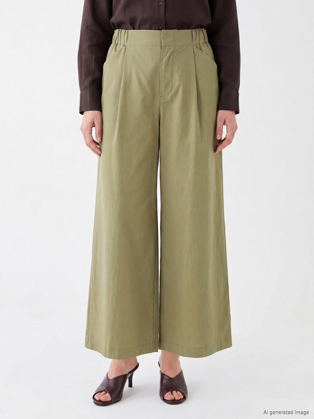 Elastic Waist Women's Pleated Trousers-1