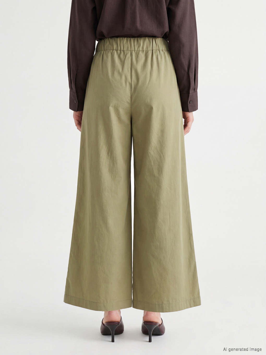 Elastic Waist Women's Pleated Trousers-3