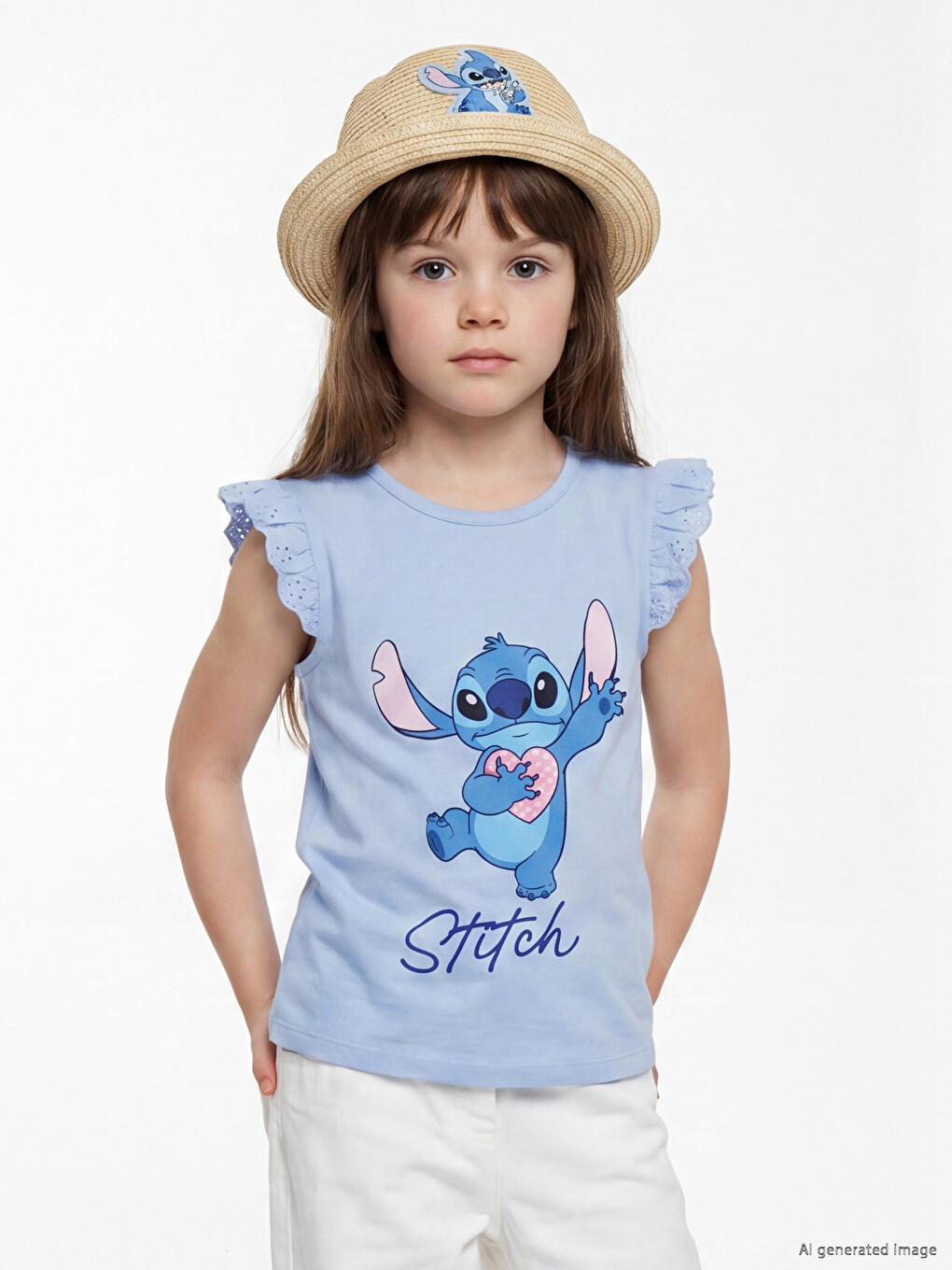 Lilo & Stitch Printed Ruffled Girls' T-Shirt