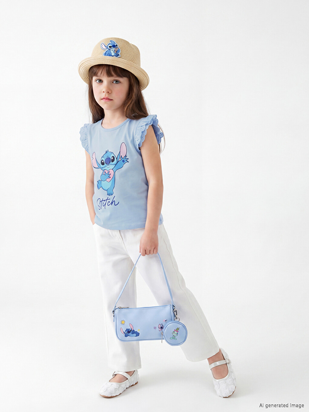 Lilo & Stitch Printed Ruffled Girls' T-Shirt-2