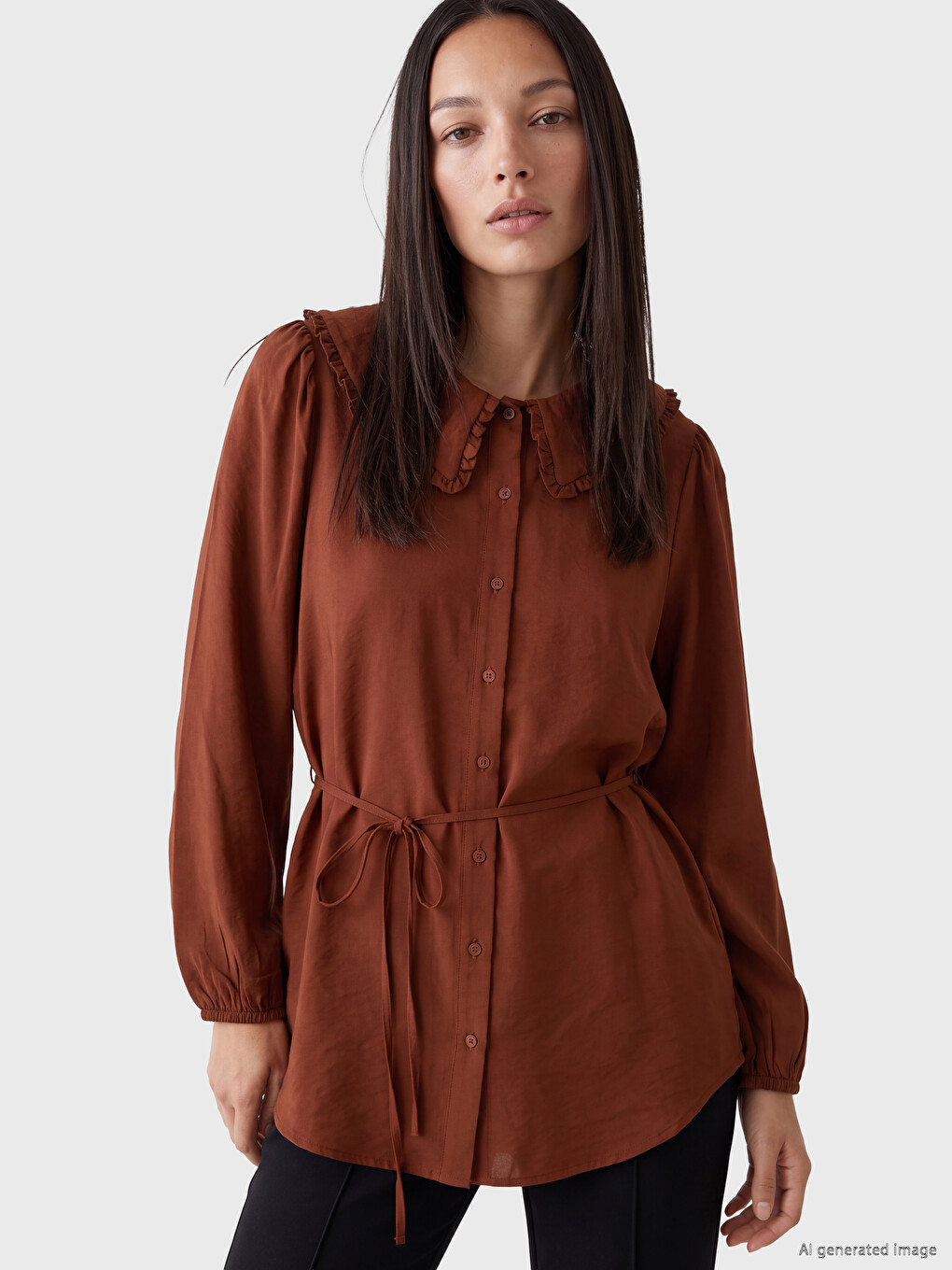 Peter Pan Collar Tied Women's Shirt Tunic