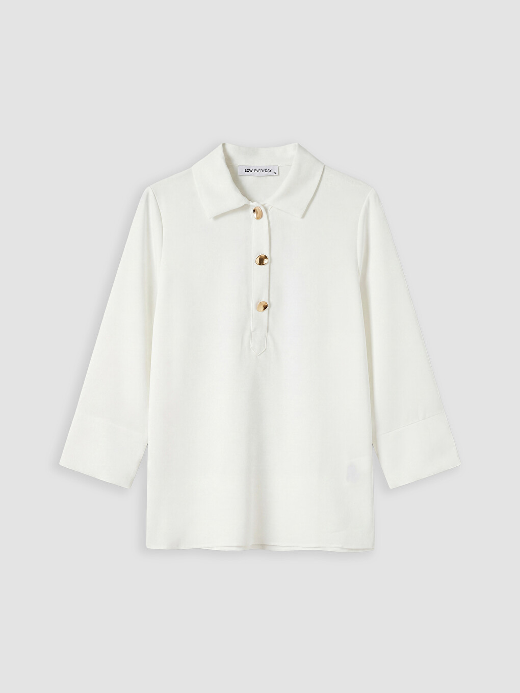 Beyaz Polo Yaka Oversize Armürlü Kadın Tunik