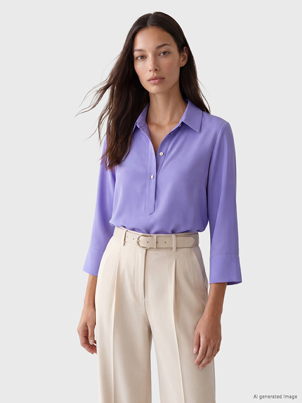 Polo Collar Dobby Women's Tunic