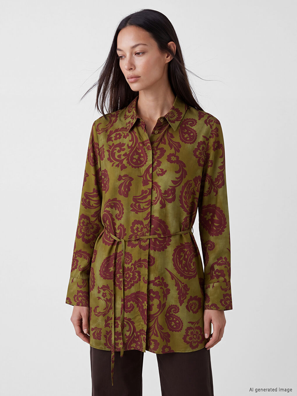 Patterned Sash Women's Shirt Tunic