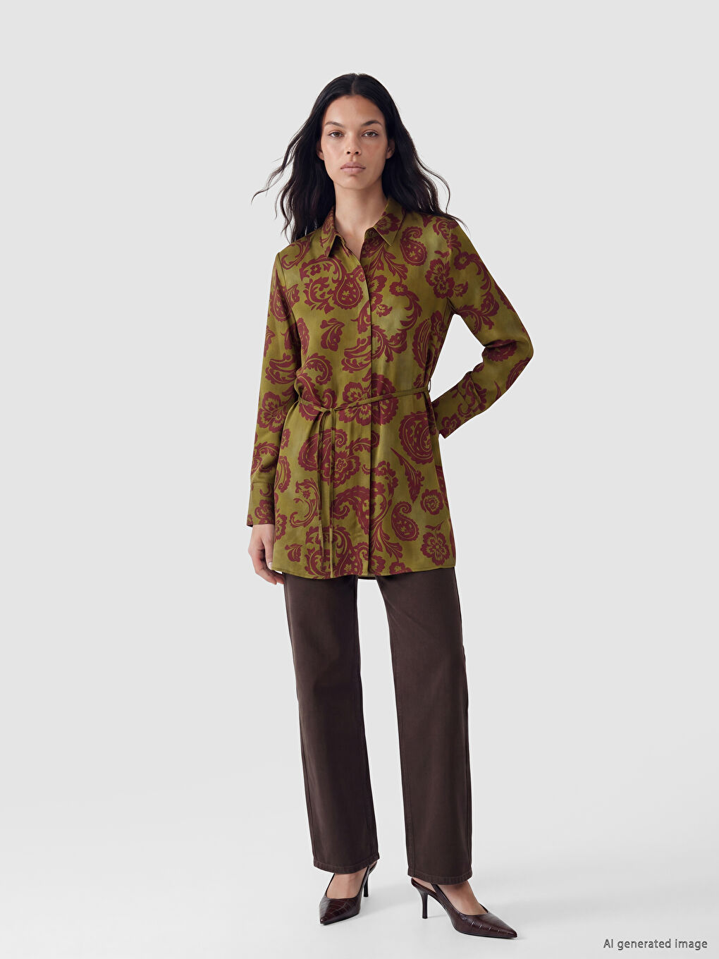 Patterned Sash Women's Shirt Tunic-1