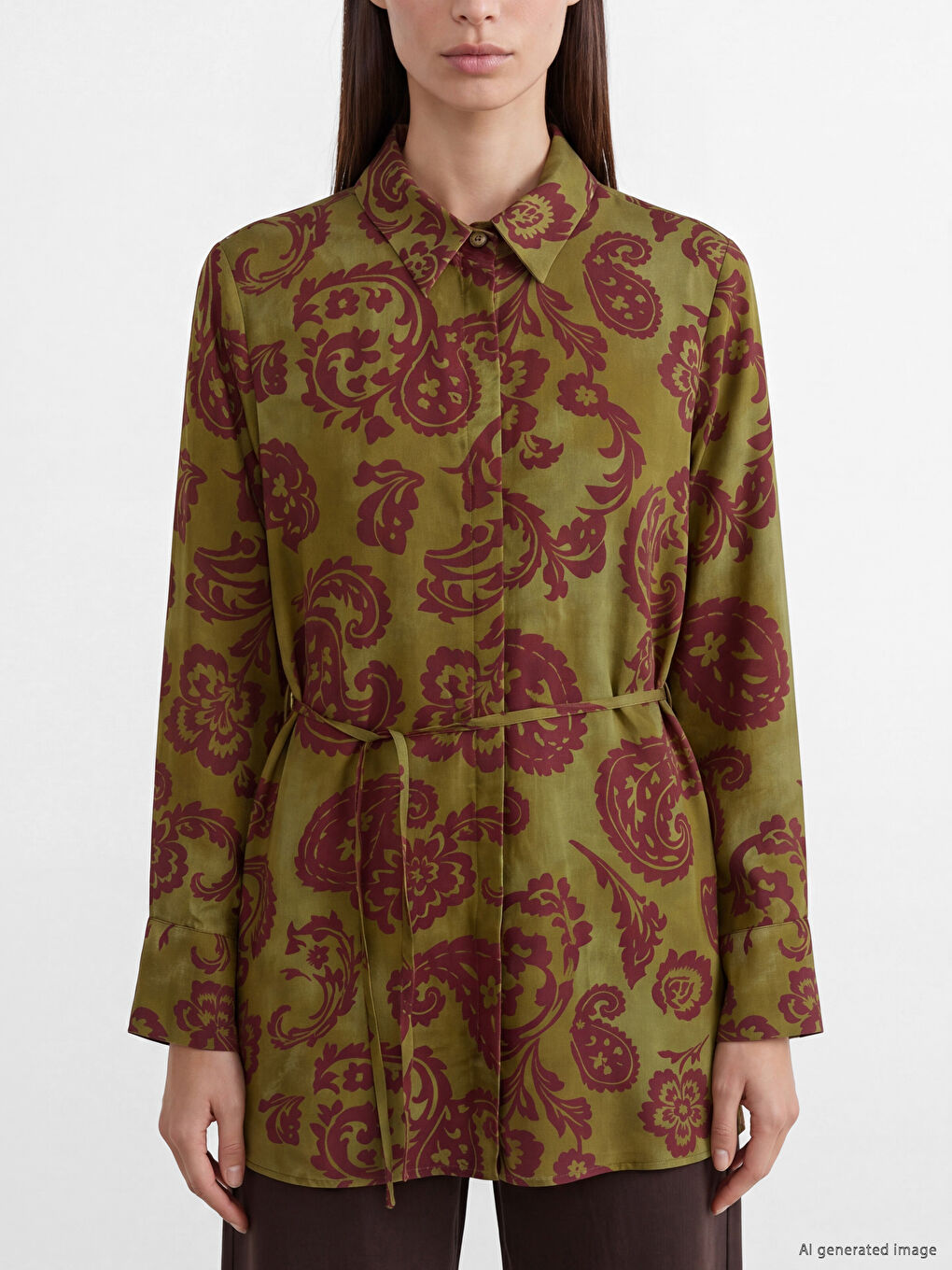 Patterned Sash Women's Shirt Tunic-2