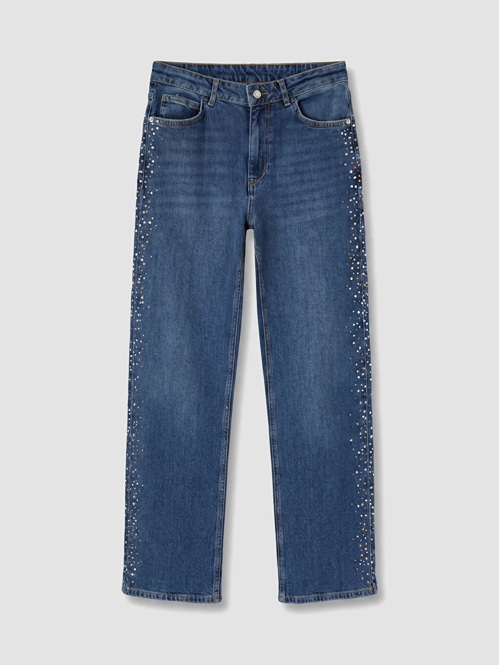 İndigo Straight Fit Taşlı Kadın Jean Pantolon