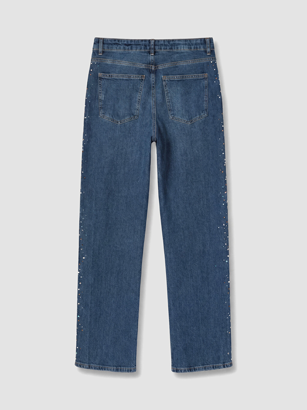İndigo Straight Fit Taşlı Kadın Jean Pantolon-3