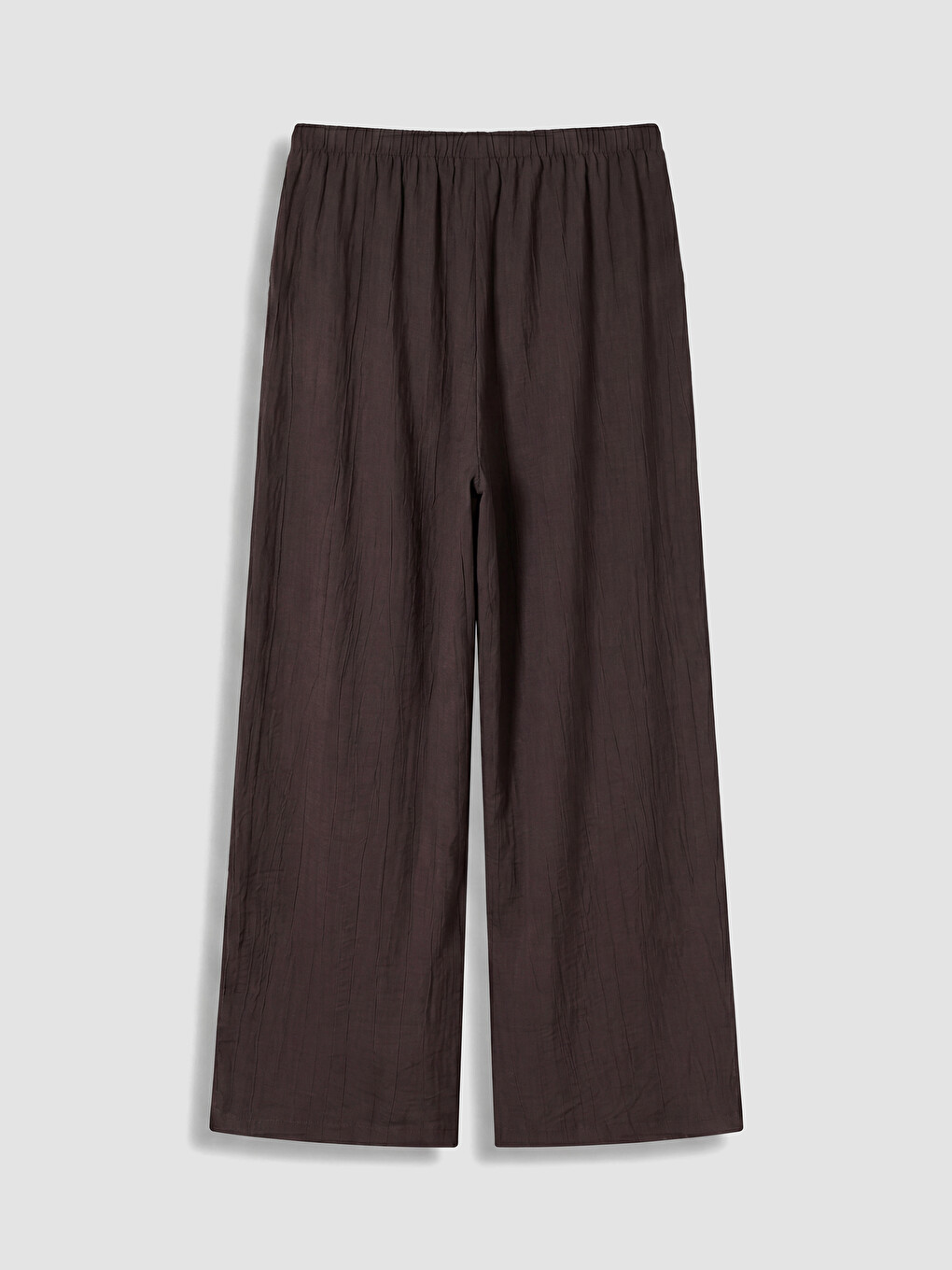 Kahverengi Beli Lastikli Geniş Paça Kadın Pantolon-2