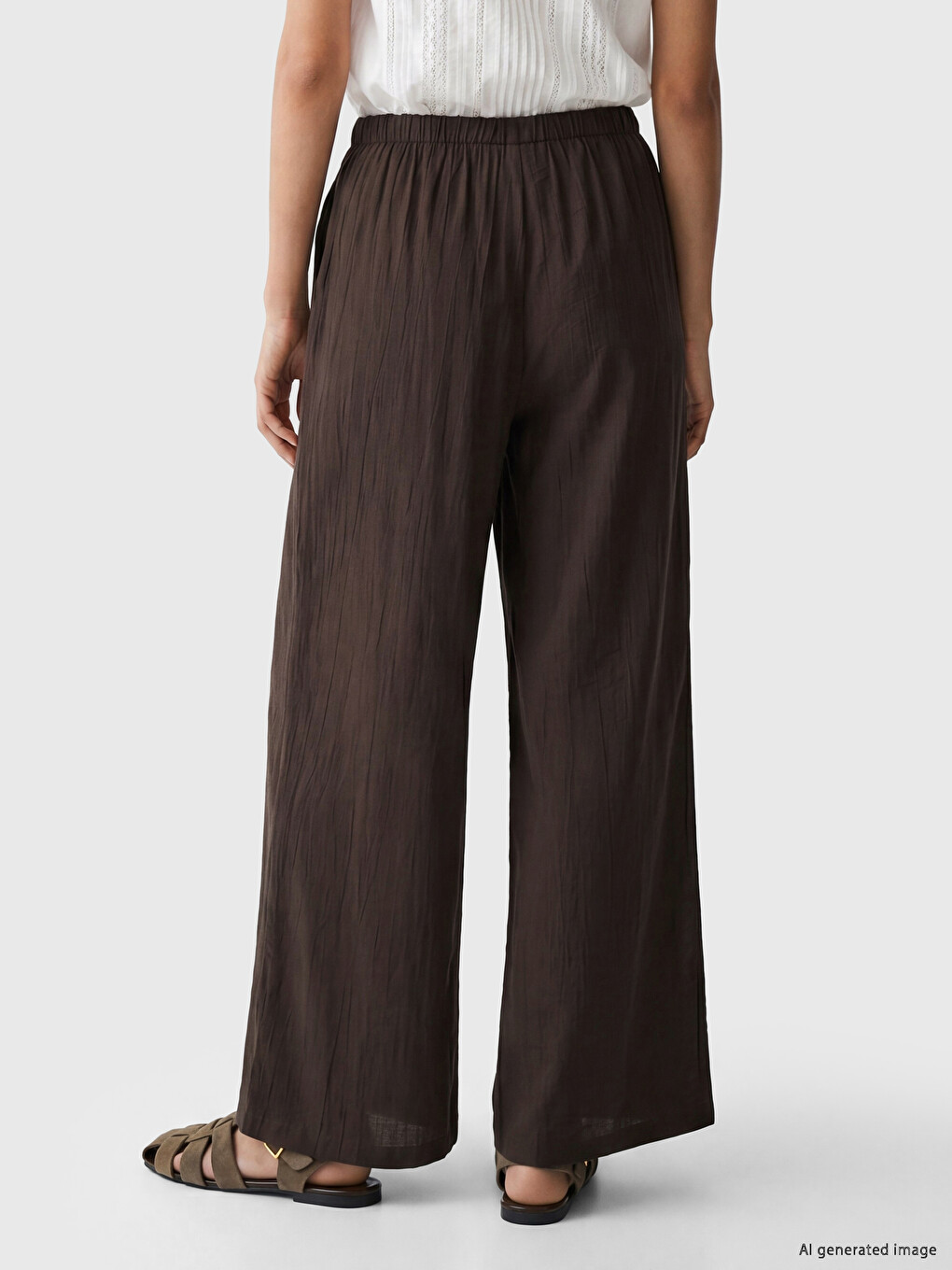 Elastični Struk Široke Nogavice Ženske Pantalone-2