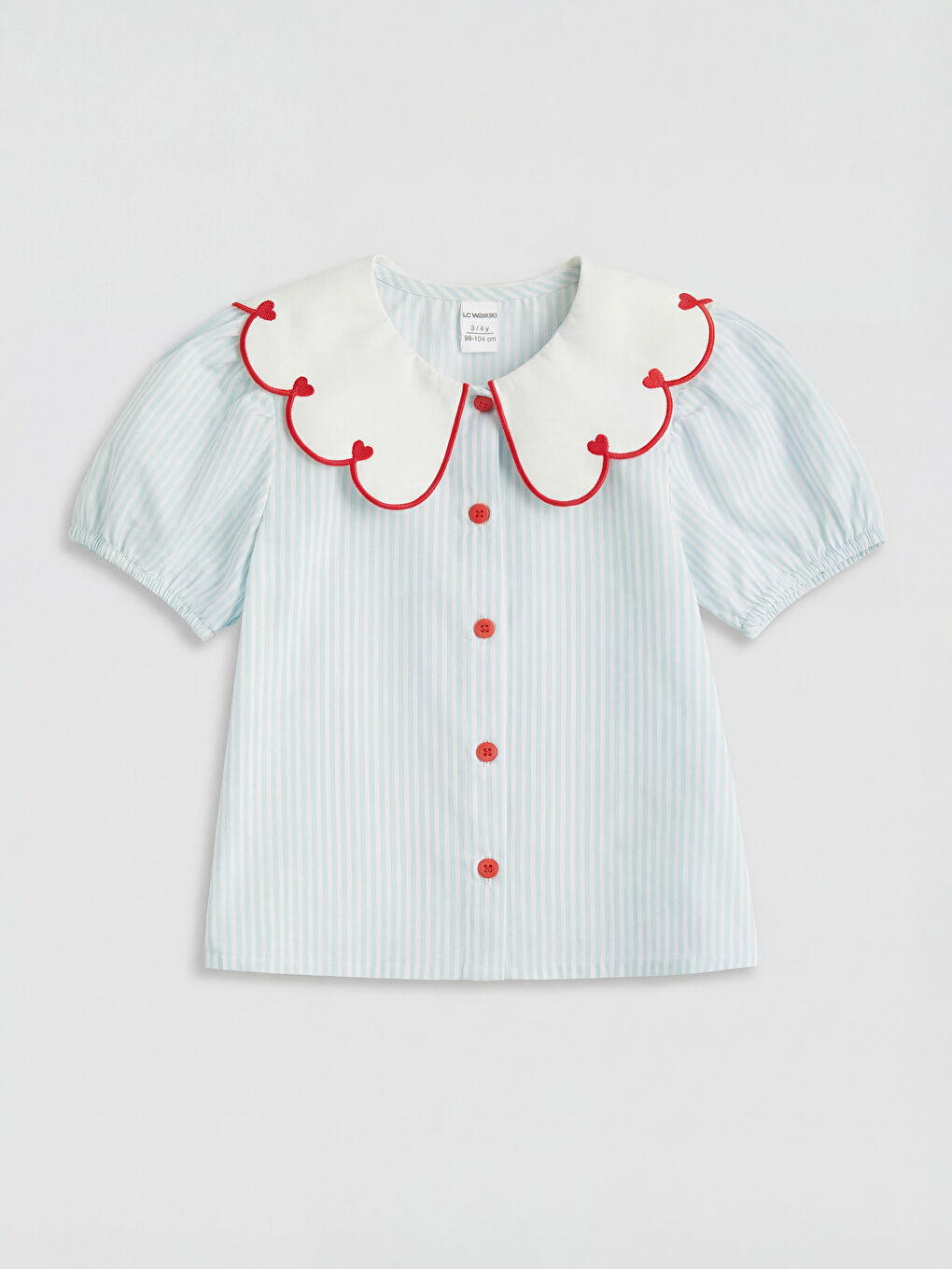 Mavi Bebe Yaka Çizgili Kız Çocuk Gömlek