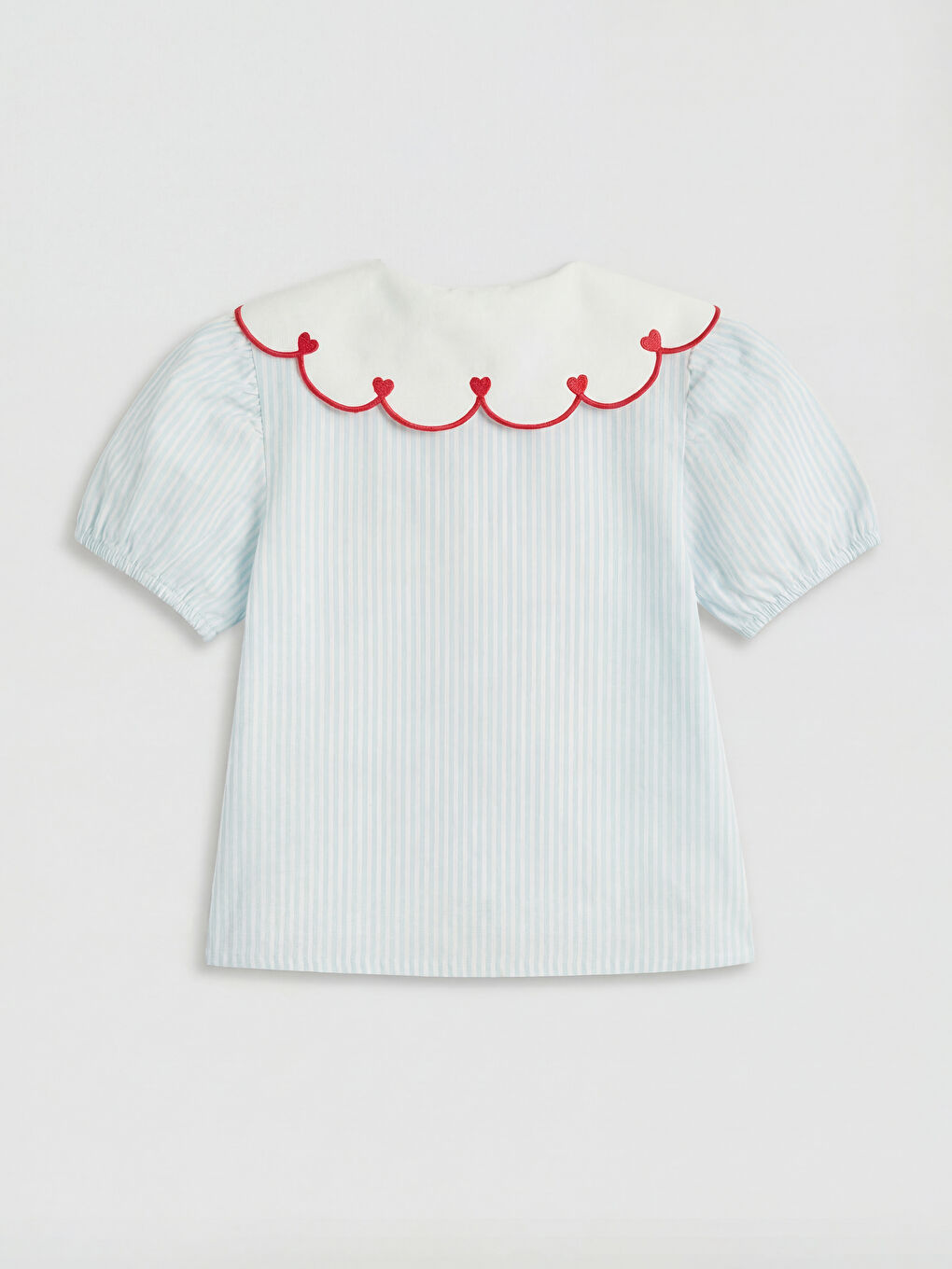 Mavi Bebe Yaka Çizgili Kız Çocuk Gömlek-1