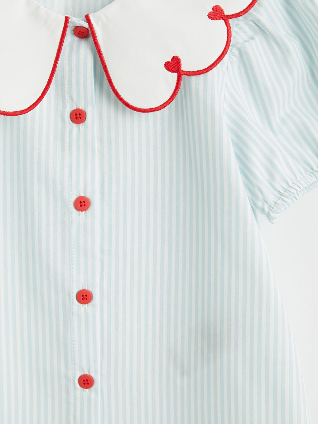 Mavi Bebe Yaka Çizgili Kız Çocuk Gömlek-2