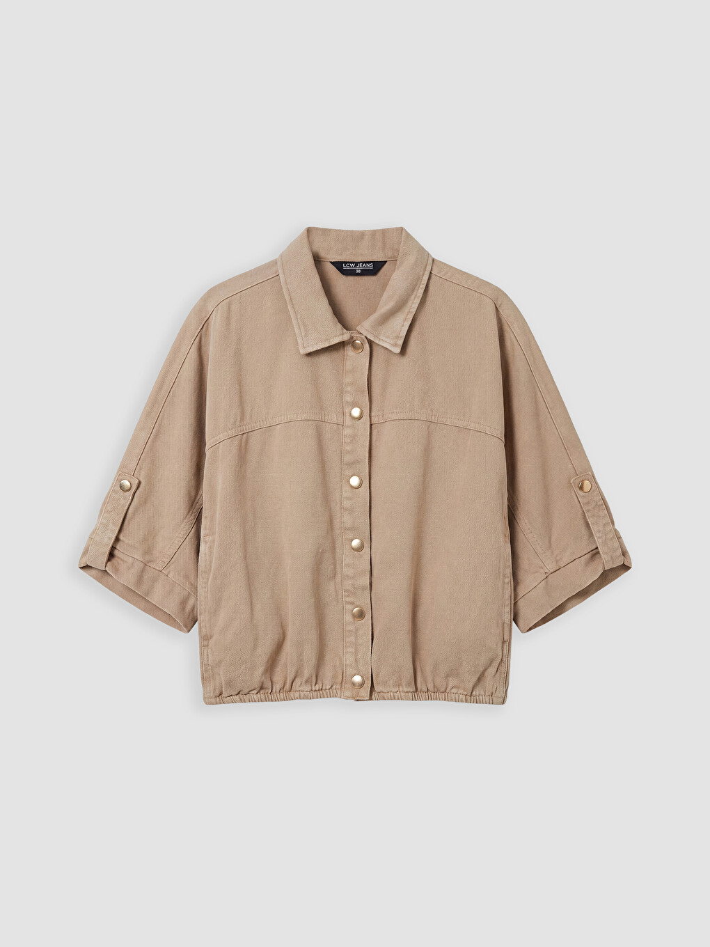 Bej Oversize Kadın Jean Gömlek