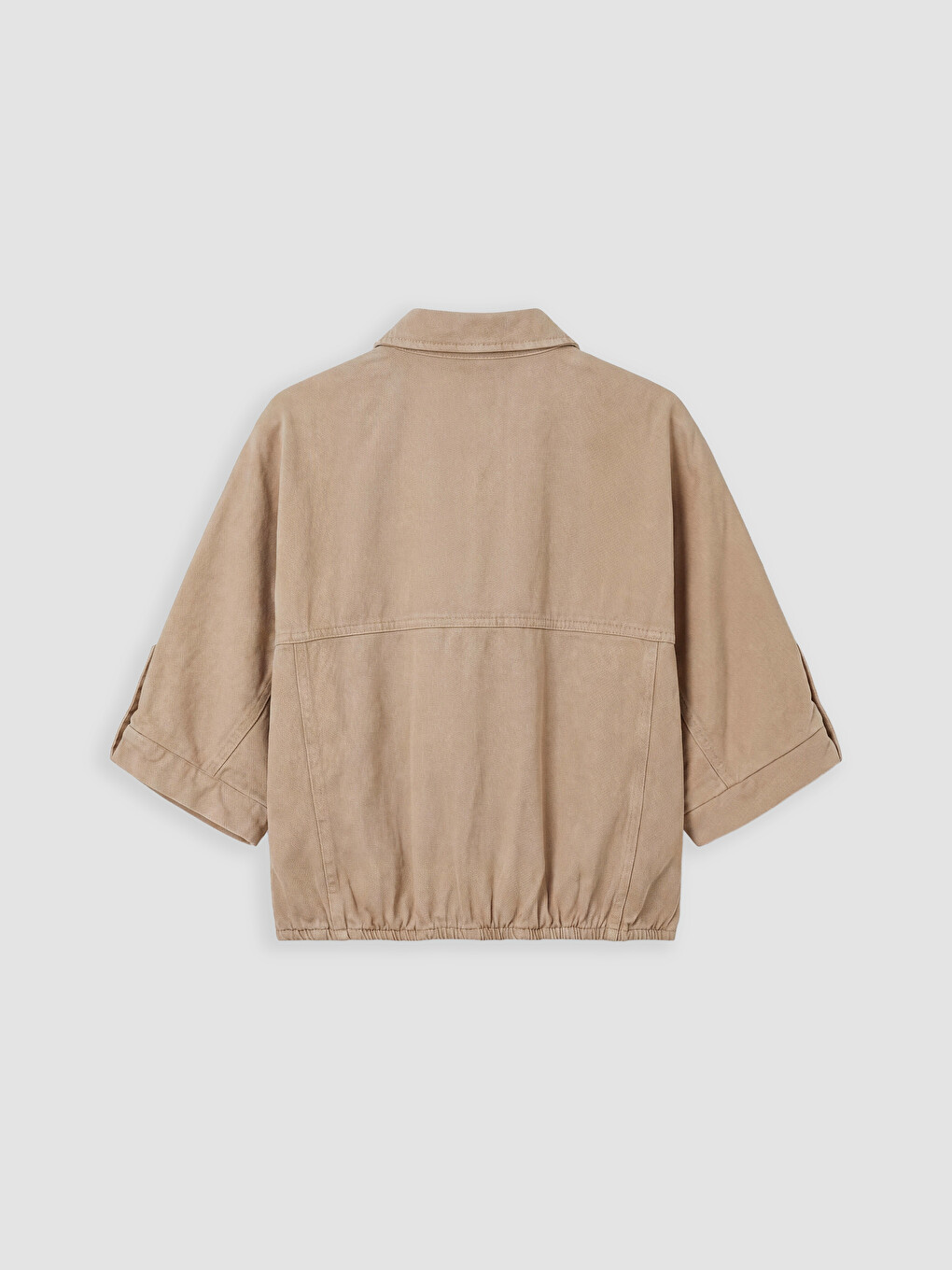 Bej Oversize Kadın Jean Gömlek-1