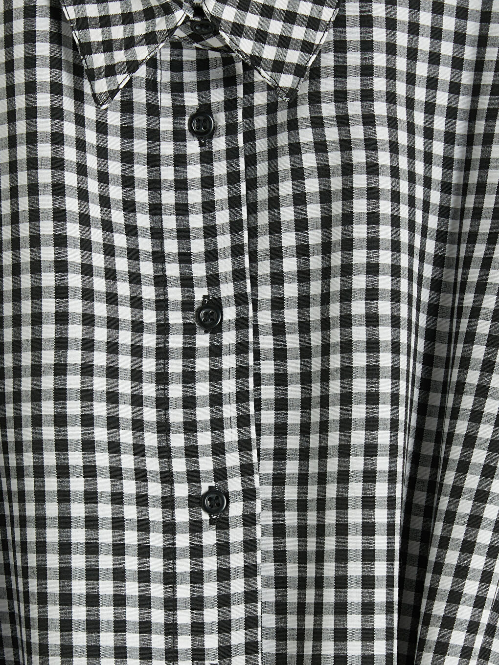 Siyah Ekose Kuşaklı Gömlek Elbise-2